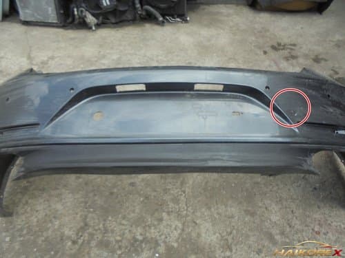 Крышка заднего бампера верхняя Hyundai Grandeur IG (86610G8000/86611G8000) + нижняя (86612G8000) с отверстиями под 4 датчика, класс B (царапины, потертости)