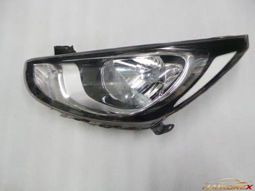 Передняя фара левая Hyundai Accent (RB) 2010-2014, галоген, 3-контактная, номер 921011R000