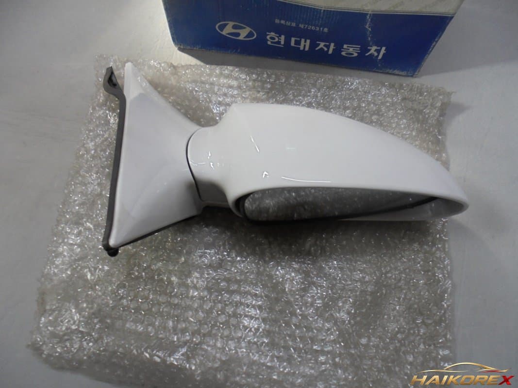 Боковое зеркало (зеркало заднего вида) Hyundai Sonata EF, правое (0 контактов), полностью ручное управление, белое (Noble White), 8760638320NW