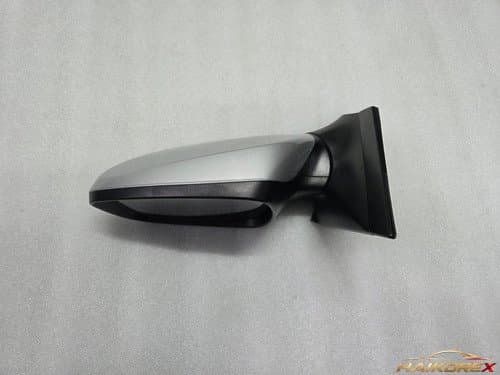 Боковое зеркало водителя Hyundai Accent (RB) с электроскладыванием и LED повторителем, серебристое (7 контактов) 876101R040AS