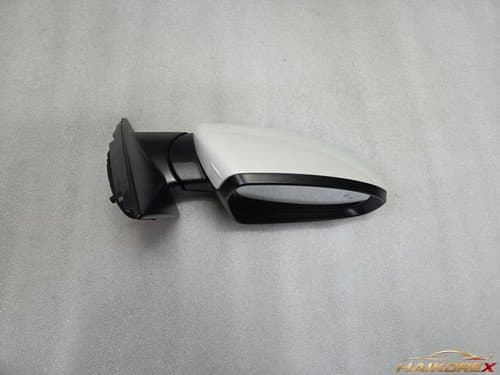 Боковое зеркало заднего вида правое (пассажирское) для Kia K3 с BSD и LED повторителем, белый перламутр, 10 контактов, 87620M6380SWP, класс B (без нижней крышки)