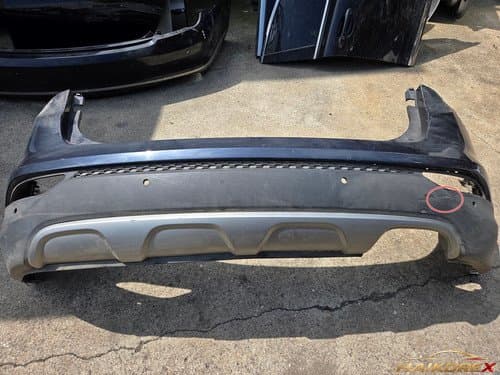 Крышка заднего бампера Hyundai Santa Fe DM (верхняя часть 866112W000 + нижняя часть 866122W000 + юбка 866652W000, датчик парковки 4 отверстия)
